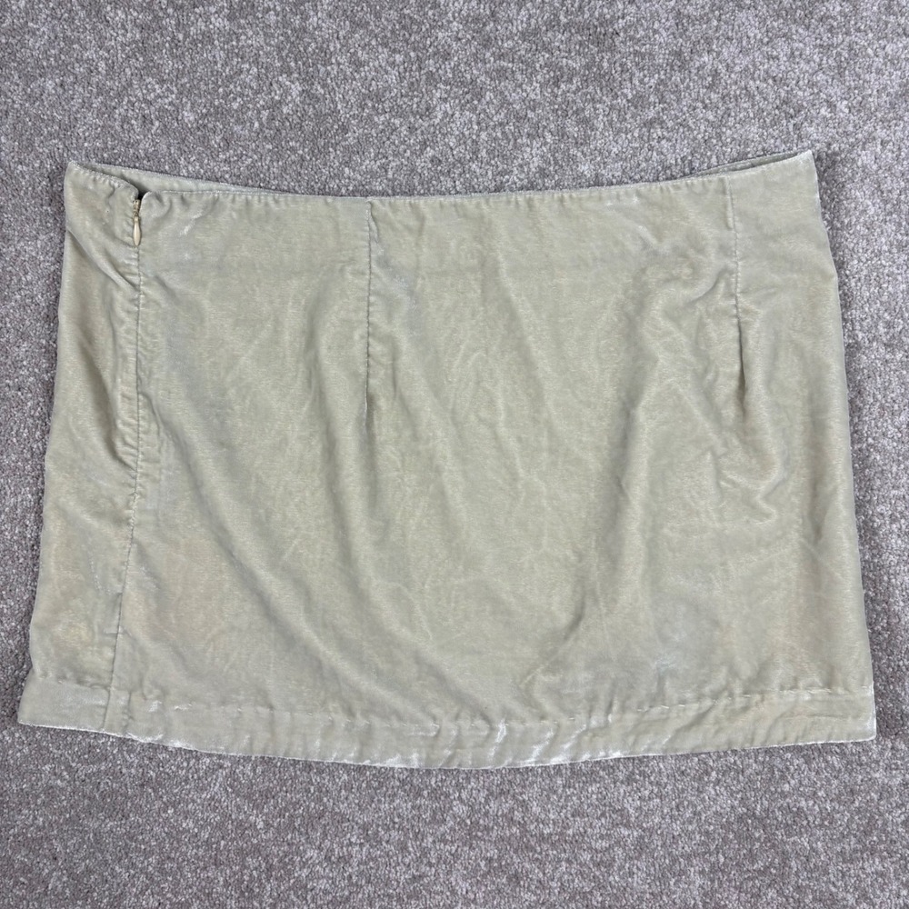 Free People Velvet Mini Skirt Champagne Beige Side Slit Size 12 Boho Party
